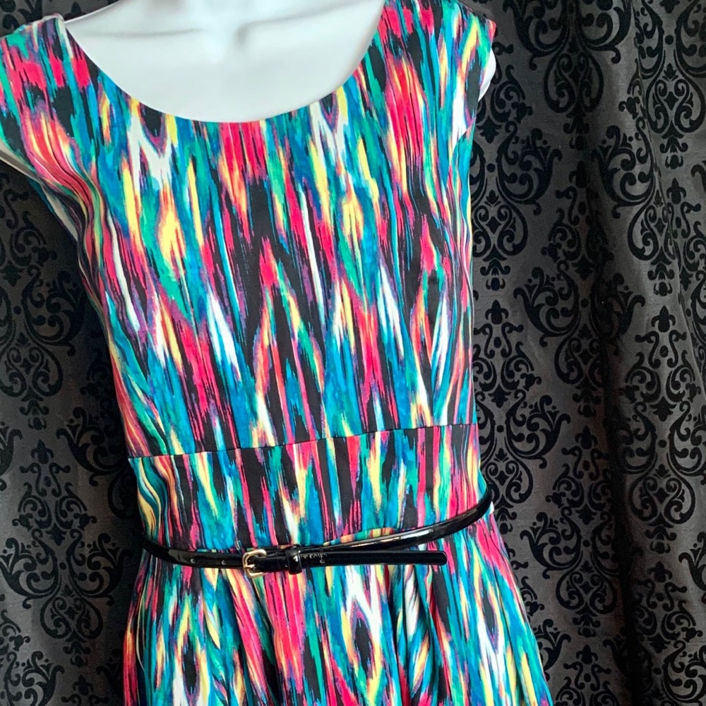 Size 12 Calvin Klein dress with belt multi color